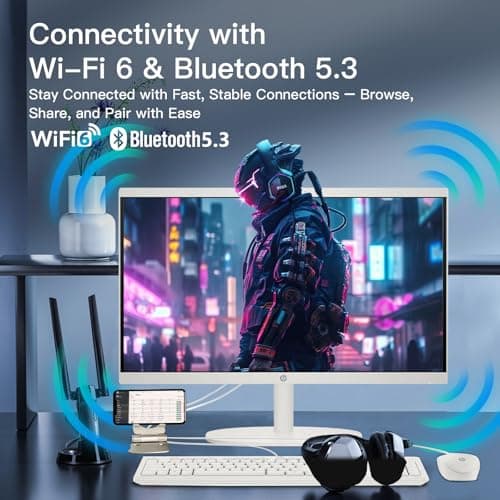 HP 21.5-inch All-in-One Desktop PC - Microsoft Office Lifetime - Free CD/DVD Drive - Wi-Fi 6 - FHD Display - 720P Webcam - Intel Celeron Dual-Core - for Everyday Study & Work Use (16GB RAM, 1TB SSD)