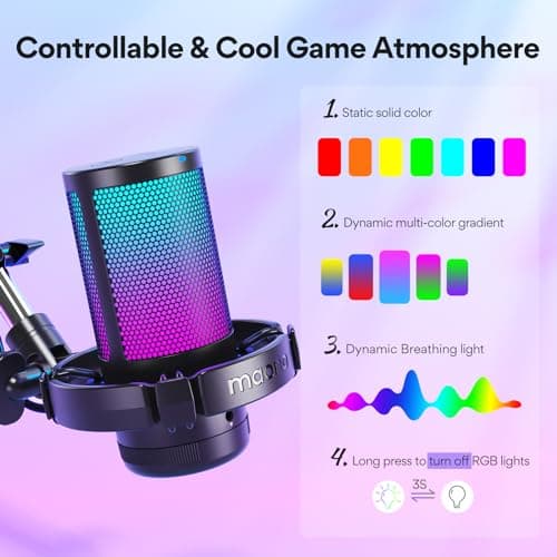 MAONO Gaming USB Microphone, Noise Cancellation Condenser Mic with Mute, Gain, Monitoring, Boom Arm, Pop Filter for Streaming, Podcast, Twitch, YouTube, Discord, PC, Computer, PS5, Mac, DGM20S