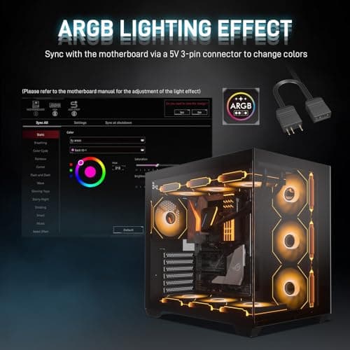 DARKROCK F120-3 in 1 120 mm Infinite Mirror Design Case Fans with PWM Control & ARGB Effect, Hydraulic Bearing for Low-Noise Operation - Suitable for Most PC Cooling Systems - Black
