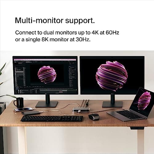 Belkin Connect Thunderbolt 4 Docking Station, 5-in-1 USB-C Multiport Core Hub w/ 96W Power Delivery for Mac, Windows, Single 8K or Dual 4K Display, Thunderbolt 4 Cable & Power Supply Included