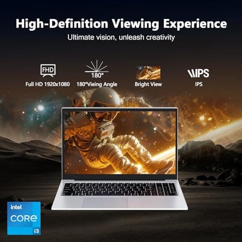 Gaming Laptops,Gaming Computer,Core i3 2 Cores 4 Threads (Upto 3.2GHz) Processor,15.6"FHD Display 1920X1080IPS,12GB DDR4 512GB SSD,180° Vieing Angle,Aluminum Body,WiFi/BT,Backlit Keyboard,SilverGray.