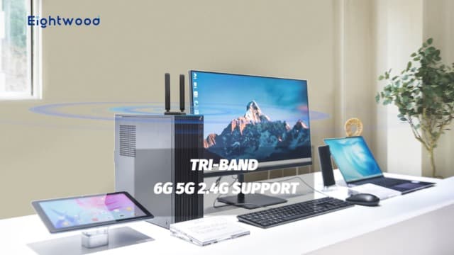 Eightwood WiFi 6E Tri-Band Antenna 6GHz 5GHz 2.4GHz Gaming WiFi Antenna Magnetic Base with 6.5ft Extension Cable for PC Desktop Computer PCIe WiFi 6E Card, Router