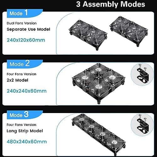 GDSTIME 4x120mm Powerful Computer Fans with AC Powered 100V 240V Variable Speed Controller DIY Cooling Ventilation Exhaust Projects for GPU Mining Rig Receiver TVs Network Rack Window Greenhouse Sheds