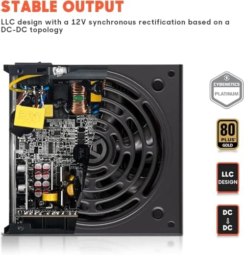 AGT Series 1000W Power Supply, 80+ Gold Certified, Fully Modular, FDB Fan, Compact 140mm Size, 10 Year Warranty, ATX Gaming Power Supply
