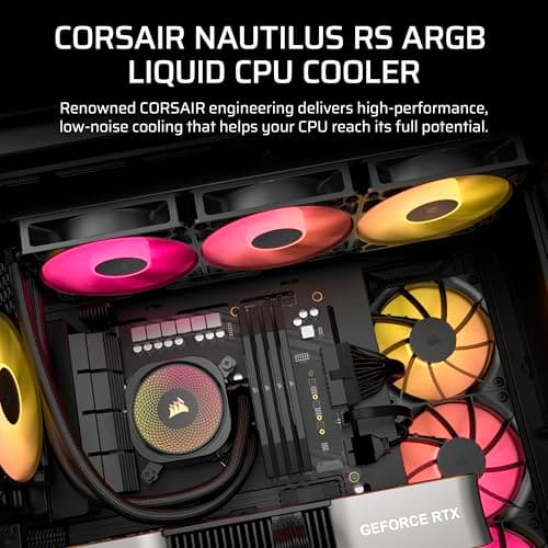 CORSAIR Nautilus 360 RS ARGB Liquid CPU Cooler – 360mm AIO – Low-Noise – Direct Motherboard Connection – Daisy-Chain – Intel LGA 1851/1700, AMD AM5/AM4 – 3X RS120 ARGB Fans Included – Black