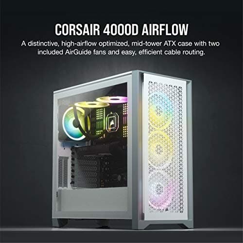 Corsair 4000D Airflow Tempered Glass Mid-Tower ATX PC Case - White
