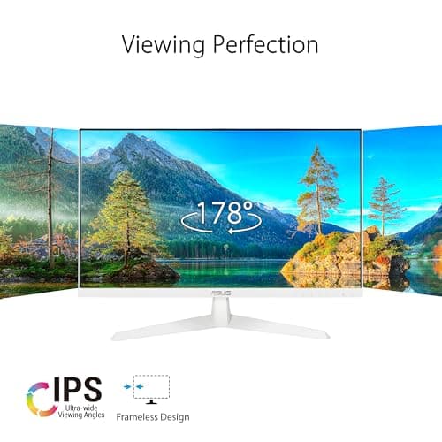 ASUS Eye Care 23.8” 1080P Gaming Monitor (VY249HF-W) – Full HD, IPS, 100Hz, IPS, SmoothMotion, 1ms, Adaptive Sync, Eye Care Plus Technology, Blue Light Filter, Flicker Free, 3 yr Warranty