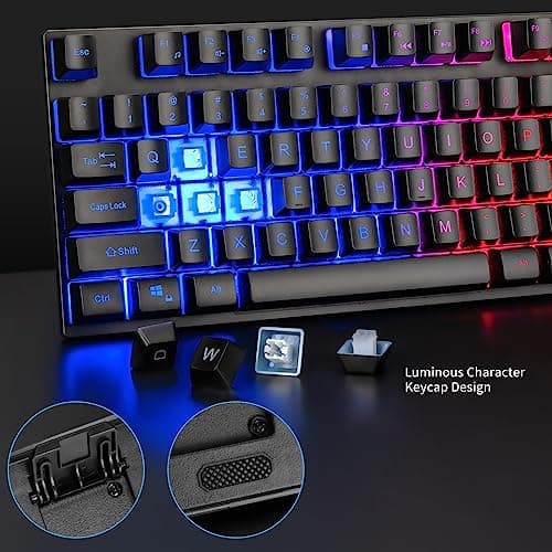 CHONCHOW Gaming Keyboard and Mouse Led Backlit USB Wired with Light Up 104Key 3600DPI 2 Side Button Mouse Keyboard Mechanical Feeling Compatible with PC Mac OS Xbox Ps4 Ps5 with Mousepad