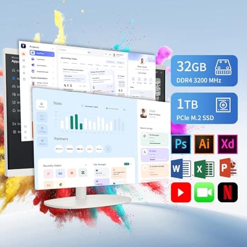 HP All in one Desktop PC with Office Lifetime License, 21.5" FHD Display, 32 GB RAM, 1 TB SSD, Intel Celeron J4025, Webcam, Intel Graphics, Wi-Fi 6, Bluetooth, HDMI, Windows 11 Pro w/RH- Accessories