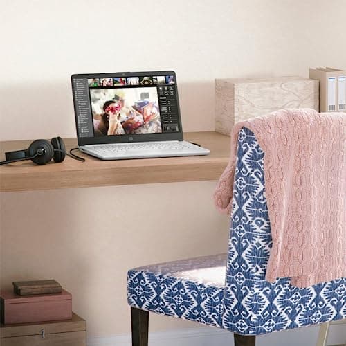 HP Portable Laptop, Student and Business, 14" HD Display, Intel Quad-Core N4120, 8GB DDR4 RAM, 64GB eMMC, 1 Year Office 365, Webcam, SD Card Reader, HDMI, Wi-Fi, Windows 11 Home, White, KKE Mousepad