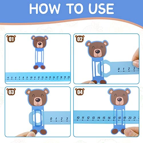 Eersida 24 Pcs Slide and Learn Number Lines 0 to 30 PVC Math Number Line for Student Animal Positive Integers Slide Rules Childhood Education Materials for School,16.5 x 1.5 Inch(Bright Colors)