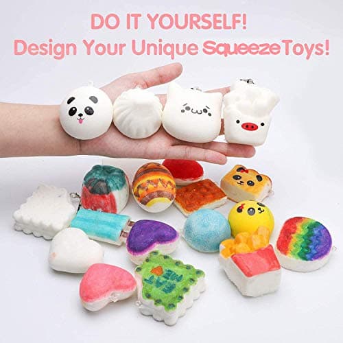 WATINC Random 10 Pcs DIY Squeeze Toys Cream Scented Kawaii Simulation Lovely Toy Medium Mini Soft Food Squeeze Bread Toys Keychains, Phone Straps, Bonus Random Stickers
