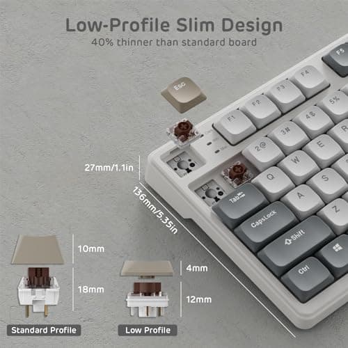 RK ROYAL KLUDGE N80 Low Profile Mechanical Keyboard w/Smart Display Screen & Knob, 75% Top Mount 3-Modes Wireless Mechanical Keyboard, Software Support, Massive Battery, 80 Keys, Tactile Brown Switch