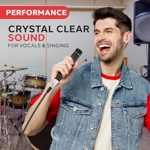 PylePro Dynamic Handheld Microphone, Professional Moving Coil Mic with Built-in Pop Filter, Wide Frequency Response, High Signal Output, Rugged Design, Low Noise Circuitry, 15' ft. XLR Cable Included