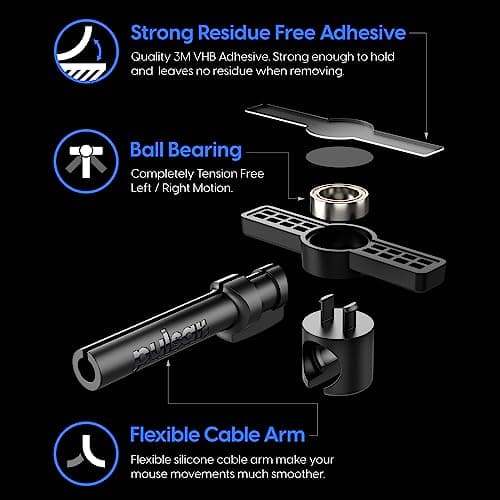 Pulsar Gaming Gears - Micro Bungee ES : Drag-Free Wired Mouse Support - Free Motion on Your Desk - Super Compact Size - Attach it to Your Monitor - Get More Space (Single Pack)