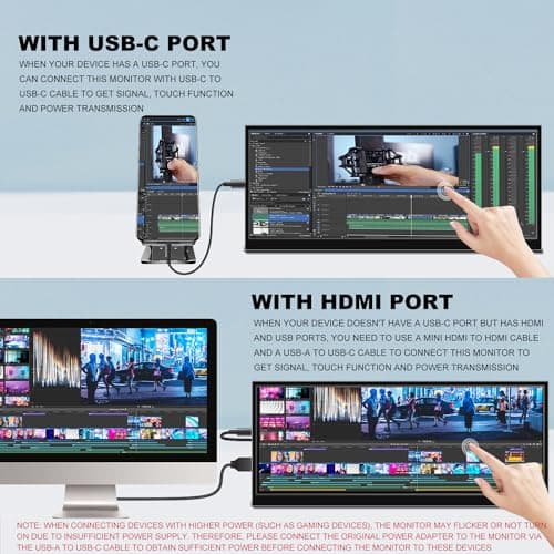 12.3 Inch Touchscreen Secondary Monitor, IPS Stretched Bar LCD Travel Touch Display 1920 * 720 HDMI USBC, Portable Touch Screen for Laptop Computer Windows Aida64 GPU CPU RAM Monitoring