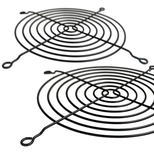 120mm Fan Grill,PC Fan Cover,Black PC Fan Grill Guard,Metal Slivery Black Replacement Screws,for PC Ventilator,2Pack.