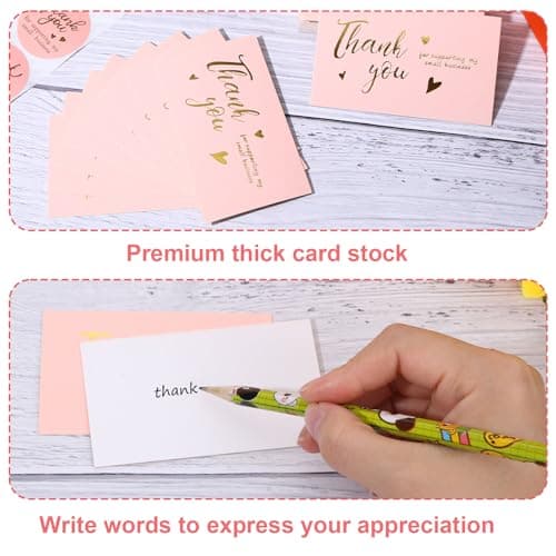 600 Pcs Thank You Cards Small Business, Thank You for Supporting My Small Business Stickers, Stickers for Your Order Retail Store Packaging Essentials Pink
