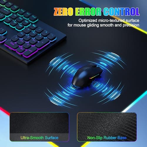 Mouse Pad with Phone Holder, Wireless Charging Desk Mat, RGB Gaming Mousepad Home Office Large Desk Pad with Ultra-Smooth Surface, Non-Slip Base, Waterproof Keyboard Pad, Classic Black Desk Mat