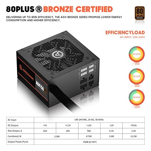 AGV Series 750W Power Supply, 80 Plus Bronze Certified, Semi Modular Power Supply, 5 Year Warranty