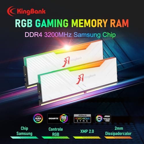 RGB Desktop Computer Memory Ram DDR4 16GB(2x8GB) 3200MHz 1.35V CL16 XMP2.0 Overclocking with Heatsink for Desktop Computer Gaming/Office/PS