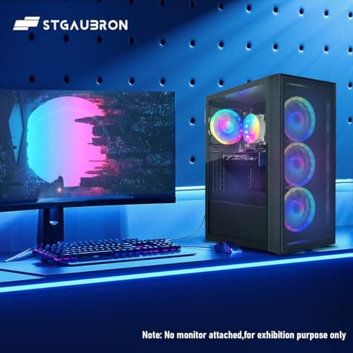 STGAubron Gaming PC Computer Desktop, Radeon RX 580 8G, Intel Core I7 8th up to 4.10 GHz, 16G DDR4, 512G SSD, WiFi 6 & BT 5.2, RGB Fan x4, Windows 11 Home
