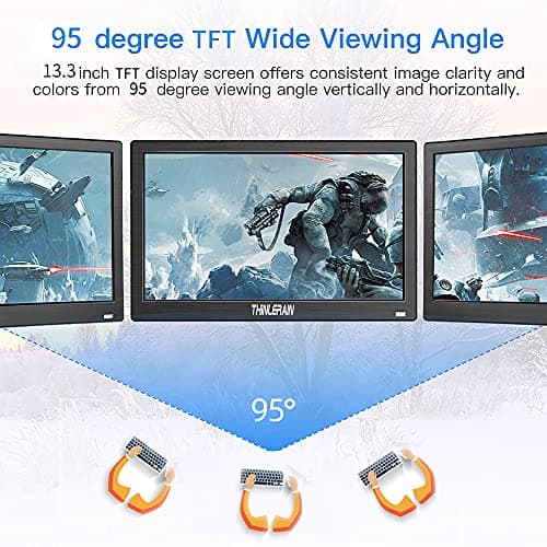 13.3 inch Small PC Monitor 1366x768 Mini LED Monitor with HDMI VGA AV BNC USB Intput, for Fire Stick Computer Xbox Ras pi, Built-in Speaker