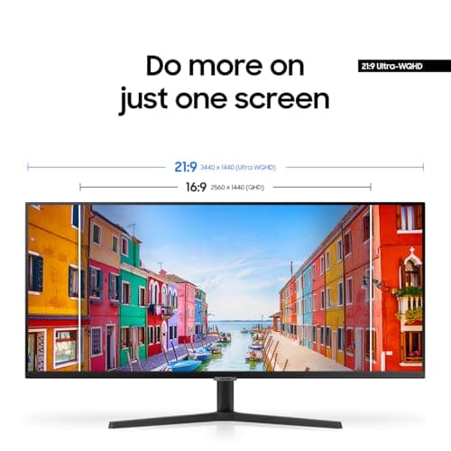 SAMSUNG 34" ViewFinity S50GC Series Ultra-WQHD Monitor, 100Hz, 5ms, HDR10, AMD FreeSync, Eye Care, Borderless Design, PIP, PBP, LS34C502GANXZA, 2023, Black