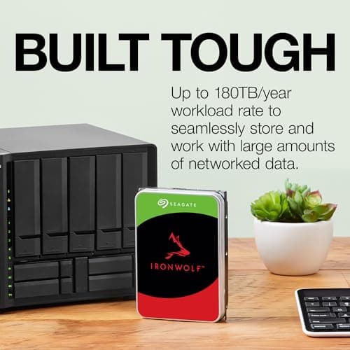 Seagate IronWolf 10TB NAS Internal Hard Drive HDD – 3.5 Inch SATA 6Gb/s 7200 RPM 256MB Cache RAID Network Attached Storage Home Servers - (ST10000VN0008)