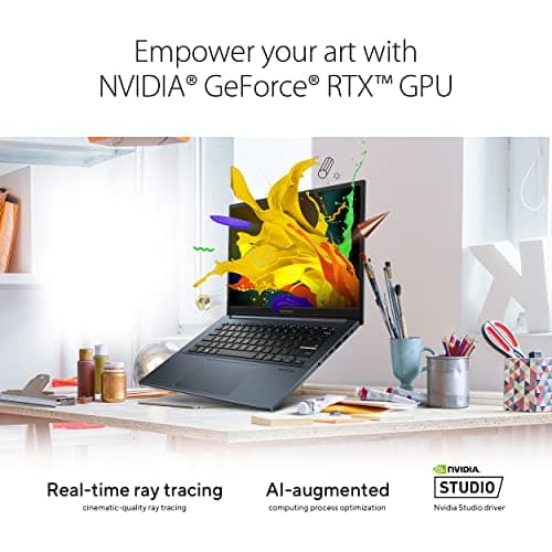 ASUS VivoBook Pro 14 OLED Laptop, 14” 2.8K OLED Display, AMD Ryzen 7 6800H Mobile CPU, NVIDIA® GeForce® RTX™ 3050 GPU,16GB RAM, 1TB SSD, Windows 11 Home, Quiet Blue, M6400RC-EB74