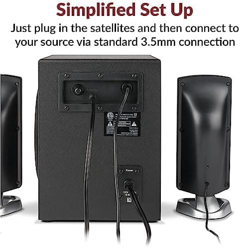 Cyber Acoustics CA-3090 2.1 Speaker System with Subwoofer with 18W of Power – Easy Setup and Convenient Controls, Great for Music, Movies, and Gaming