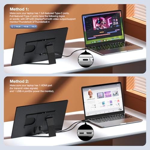 Portable Monitor, 16 Inch FHD 1200P, 360° Rotating Detachable Stand, Plug&Play Travel Monitor for Laptop, Ultra-Thin Zero Frame, Premium Smart Cover, Portable Screen for Laptop/PC/Mac