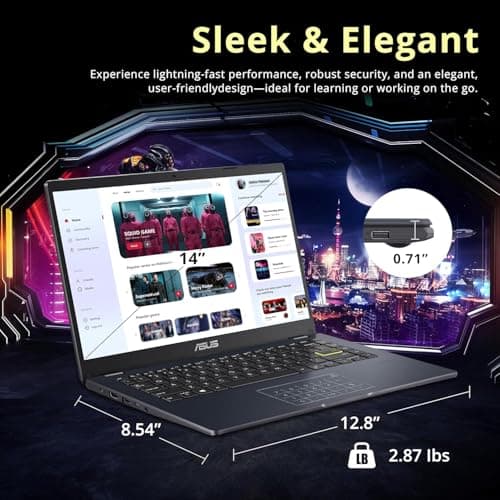 ASUS Vivobook Go 14” FHD Laptop, Intel Celeron N4500, 1-Year of Microsoft 365, Wi-Fi 5, USB Type-C, 10Hrs Battery Life, Windows 11 Home in S Mode, w/HDMI (4GB RAM | 128GB Storage)