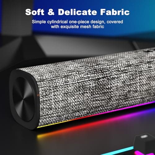 SOULION R100 Bluetooth Computer Speakers with Dynamic LED Light, USB Plug & Play PC Speakers with Switch Button, Clearly Sound Soundbar for Desktop Laptop Monitor(USB-C to USB Adapter Included)