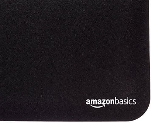 Amazon Basics Large Square Computer Mouse Pad, Cloth and Rubberized Base, 17.7L x 15.7W inches, Black