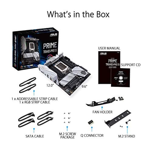 ASUS Prime TRX40-Pro S AMD sTRX4 3rd Gen Ryzen Threadripper ATX Content Creation Motherboard (16 Power Stages, PCIe 4.0, DDR4, Triple M.2, Gigabit LAN, Aura Sync RGB).