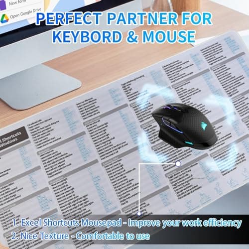 Excel Shortcut Desk Pad, Excel Shortcut Keys Mouse Pad for Windows, Extended Large Cheat Sheet Gaming Desk Mat, PC Office Spreadsheet Keyboard Gift (Windows,80X40 CM)