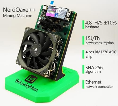 Bitcoins Miner NerdQaxe++ 4.8TH/s ASIC Miner & Crypto Miner - Solo Miner for BTC, 2.4Gwifi Open-Source,SHA-256, Low Power 98W, Silent Home Mining with Bitaxe Miner Technology (Green)