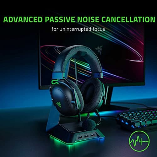 Razer BlackShark V2 Gaming Headset: THX 7.1 Spatial Surround Sound - 50mm Drivers - Detachable Mic - for PC, PS4, PS5, Switch, Xbox One, Xbox Series X|S - 3.5mm Audio Jack & USB DAC - Black