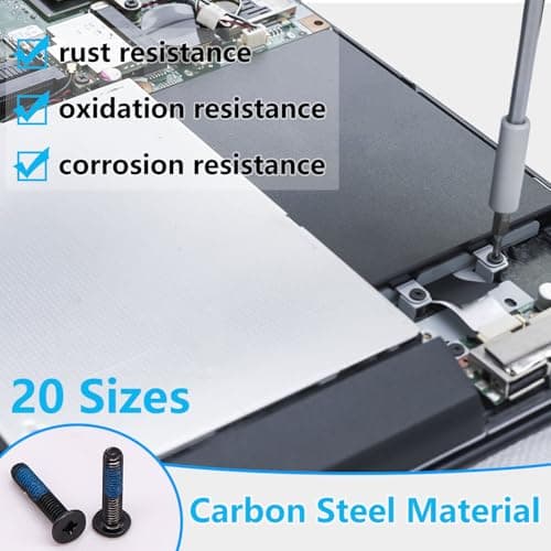 500PCS Laptop Screws Notebook Computer Screws Kit 20 Sizes Blue Nylok Screws M2 M2.5 M3 Laptop Replacement Computer Screws for Motherboard SSD PC Fan Hard Drive