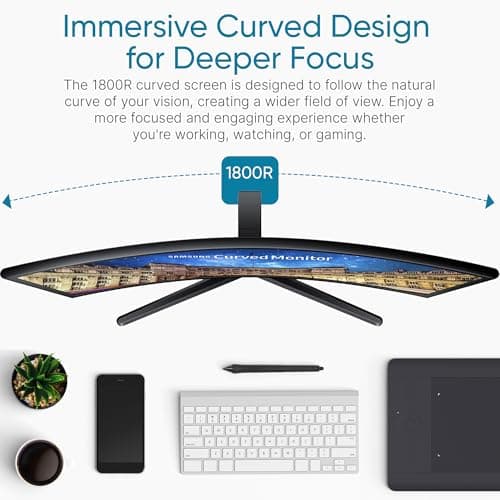 Samsung S36GD 27" Curved Monitor – LCD FHD, 16:9, 1920x1080, HDMI, VGA, VESA, Eye Saver & Flicker-Free Tech – Boomph's Comprehensive Ultimate Performance Cloth Solution for Your Workspace
