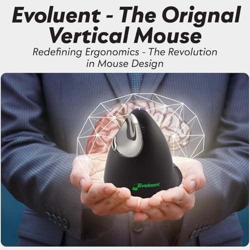 Evoluent VM4S Vertical Mouse 4 Small for Right Hand – Ergonomic Mouse Wired USB, Helps Reduce Carpal Tunnel, Adjustable Speed & Programmable Buttons, Vertical Ergonomic Wired Mouse, Gaming/Office Use