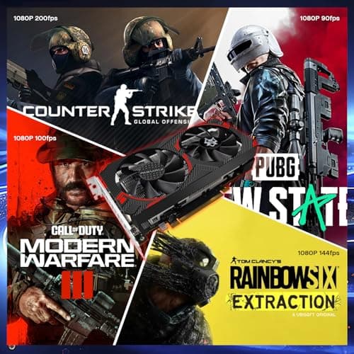 RX 580 Graphics Card 8GB GDDR5 2048 SP PCIe 3.0 Dual Fan Cooling DirectX 12 256-Bit HDMI/DP/DVI Outputs Video vard for Gaming PC and Streaming