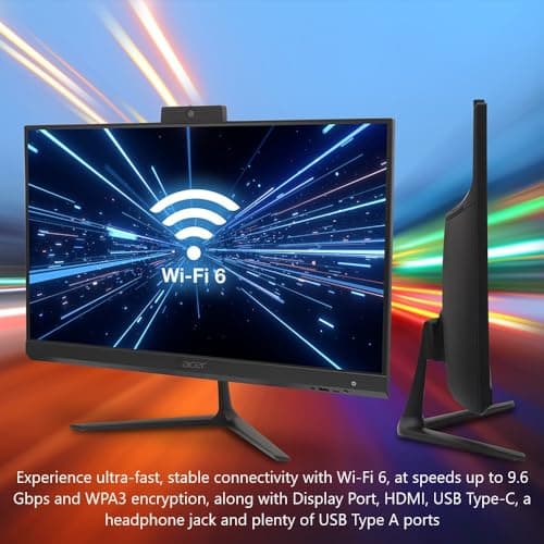 acer Aspire C24 AIO Desktop | 23.8" Full HD IPS 120Hz Display | Intel Core i3-1305U | Intel UHD Graphics | 8GB DDR4 | 512GB PCIe SSD | Wi-Fi 6 | USB Keyboard & Mouse | C24-2YE13U3UNL-UR11