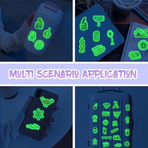 100Pcs Glow in The Dark Funny Natural Science Lab Stickers for Water Bottle, Physics Chemistry Biology Lab Vinyl Laptop Decals, Adults Teachers Students Waterproof Phone Case Skateboard Luggage Decor