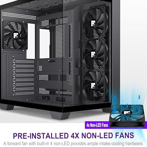 F300 (2025) PC Case - Pre-Installed 4 No RGB Fan, ATX Mid-Tower Gaming PC Case, 270° Panoramic Glass with Type-C, FOIFKIN (Black)