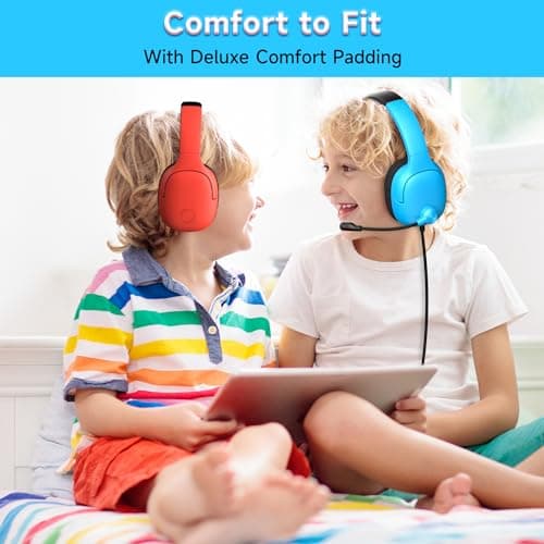 Gaming Headset for Nintendo Switch/Lite/OLED, Gaming Headphones with Mic for Nintendo Switch Fortnite/Sports (Red/Blue)