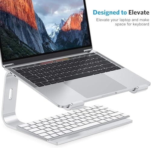 OMOTON Laptop Stand, Detachable Laptop Mount, Aluminum Laptop Holder Stand for Desk, Compatible with MacBook Air/Pro, Dell, HP, Lenovo and All Laptops (11-16 inch), Silver