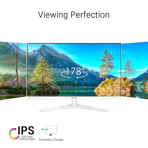 ASUS 27” 1080P Eye Care Monitor (VY279HF-W) - FHD, IPS, 100Hz, 1ms, Adaptive Sync, for Working and Gaming, Eye Care Plus technology, Blue Light Filter, Flicker Free, DisplayWidget Center, 3yr warranty