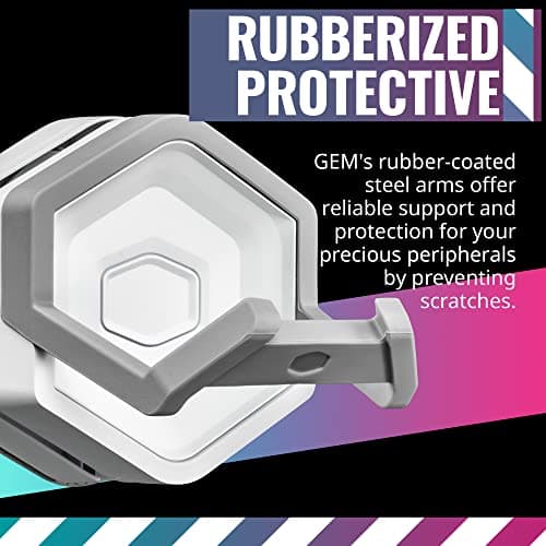 Cooler Master MasterAccessory GEM White Magnetized Multi-Surface Mounting Gaming Storage, Peripherals, Gamepads, Headsets, VR Headsets, Mobile Phones, Rubberized Protective Arms (MCA-U000R-WPHK00)